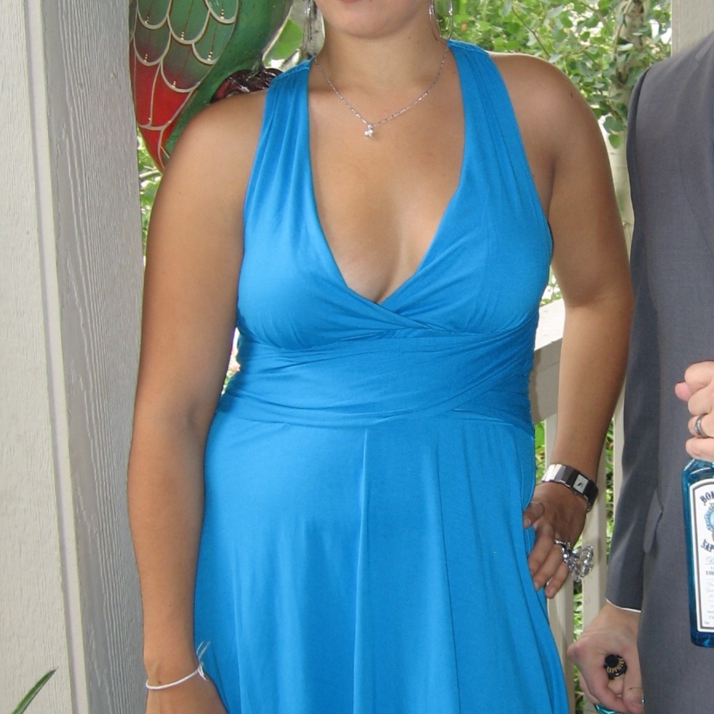 Banana Republic Turquoise Halter Backless Dress